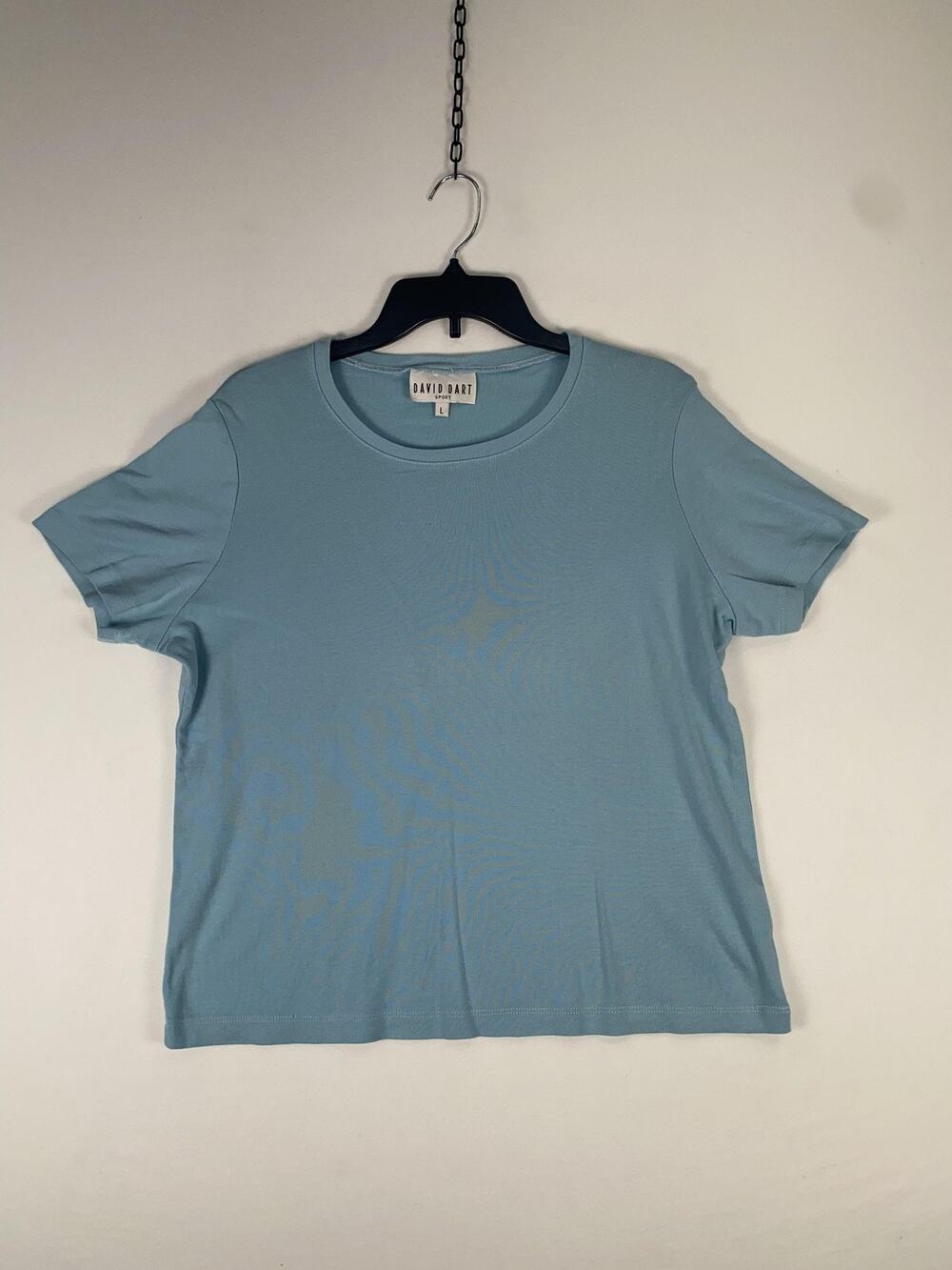 David Dart T-shirt Womens Large Blue Solid Crew Neck Short Sleeve Jersey Top